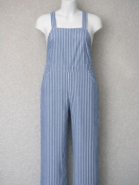 Free Assembly Blue & White Striped Overalls Size L